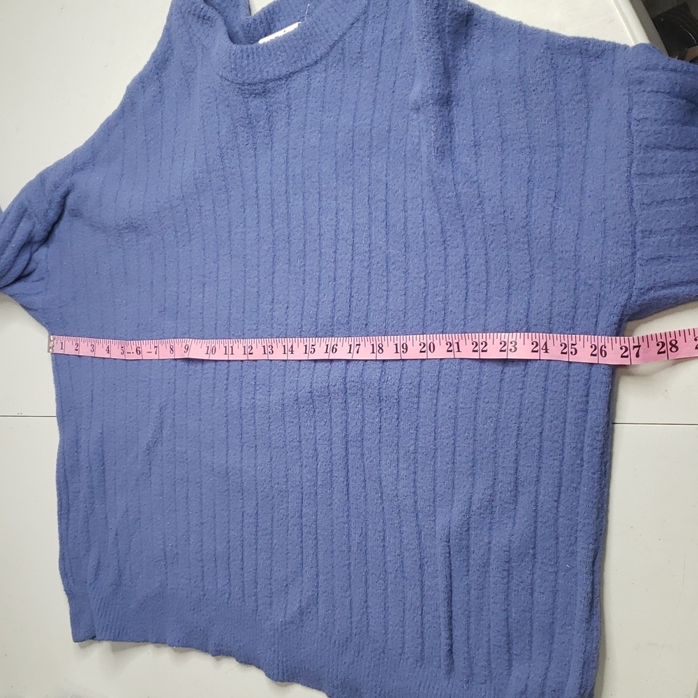 Aerie Womens Butter Cream Crew Neck Slouchy Thick Sweater Size L Oversized Blue - Picture 11 of 16